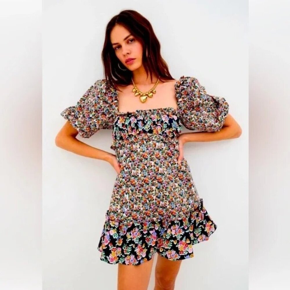 NWT For love and lemons Hudson Mini Dress Size S Floral Garden
